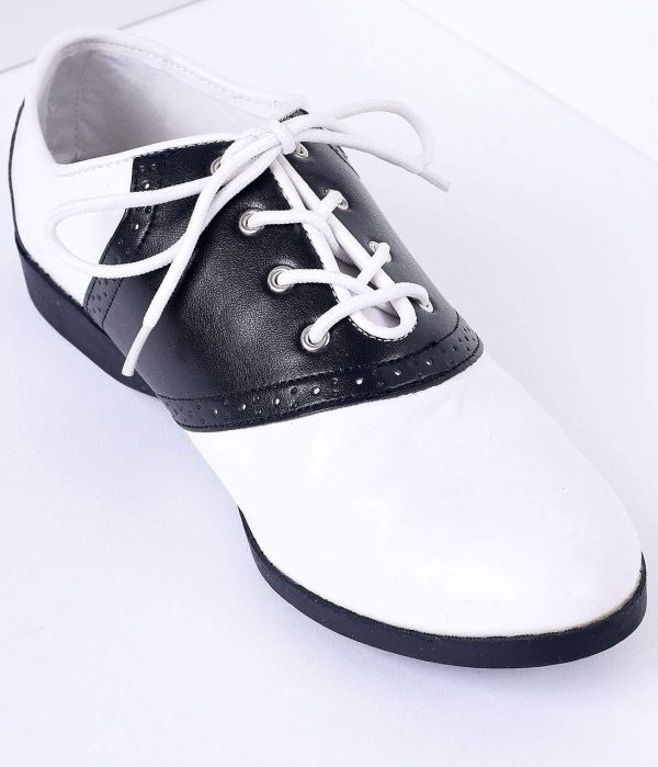 Black White Classic Lace Up Saddle Shoes 922E.jpg