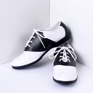 Black White Classic Lace Up Saddle Shoes B267.jpg