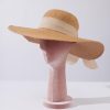 Tan Beige Bow Toyo Braid Sun Hat D332.jpg