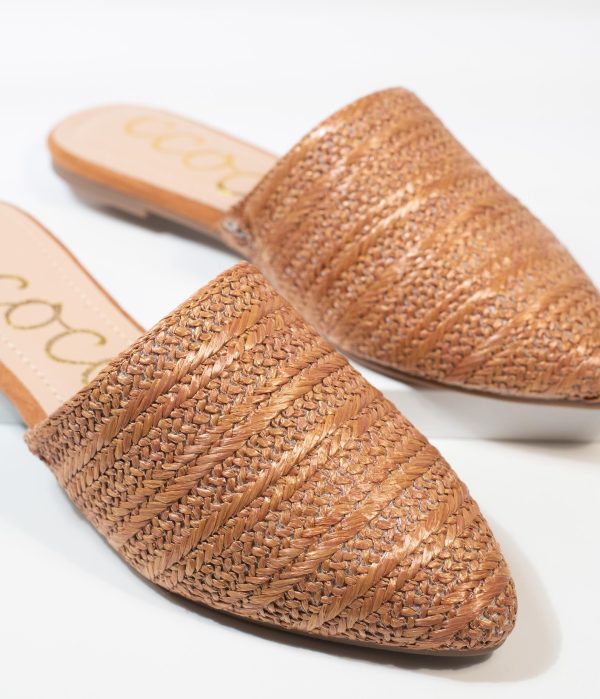 Tan Woven Straw Slip On Mules 4147.jpg