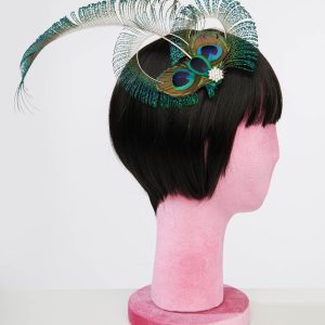 Unique Vintage 1920s Peacock Feather Hair Clip 3F95.jpg