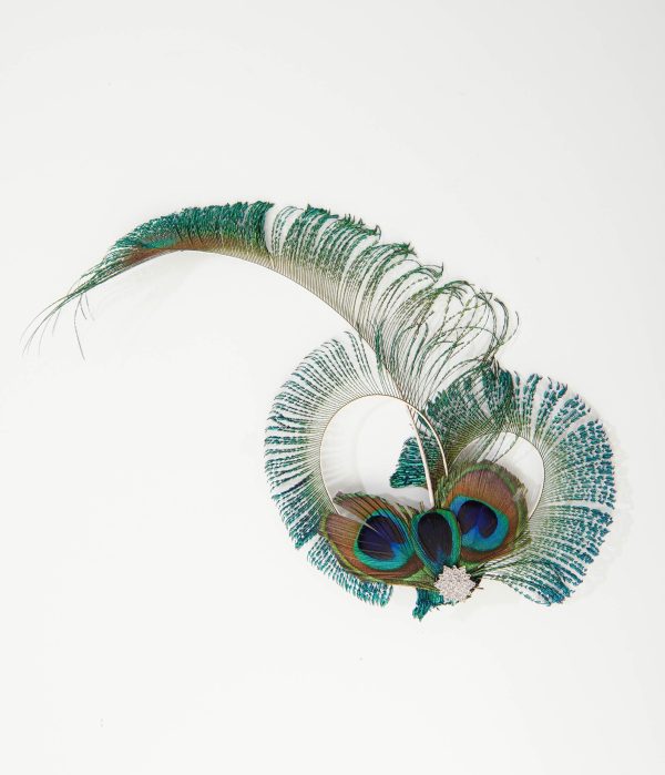 Unique Vintage 1920s Peacock Feather Hair Clip D83F.jpg