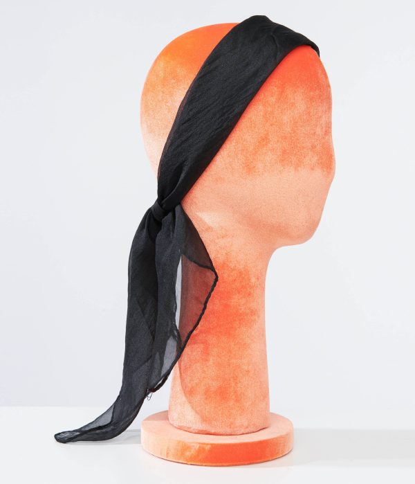 Unique Vintage 1950s Black Chiffon Hair Scarf 4708.jpg