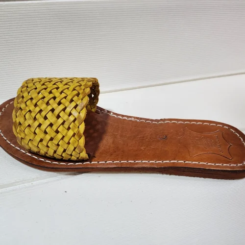 Women’s Yellow Woven Moroccan Leather Flats