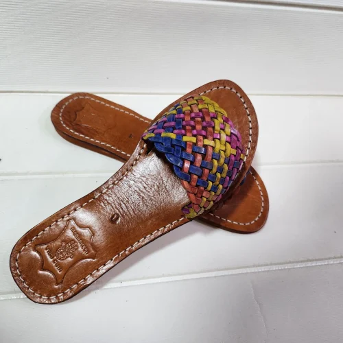 Women’s Colorful Woven Moroccan Leather Summer Slides
